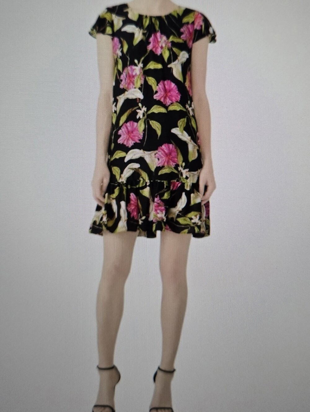 MILLY Jill Silk Calla Lilly Tropical Dress.  NWT.  black/fuscia/green